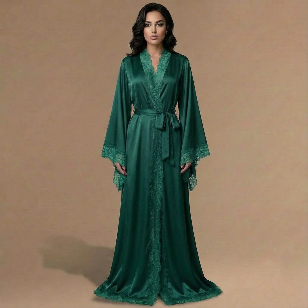 Peignoir Satin Très Long – Femme