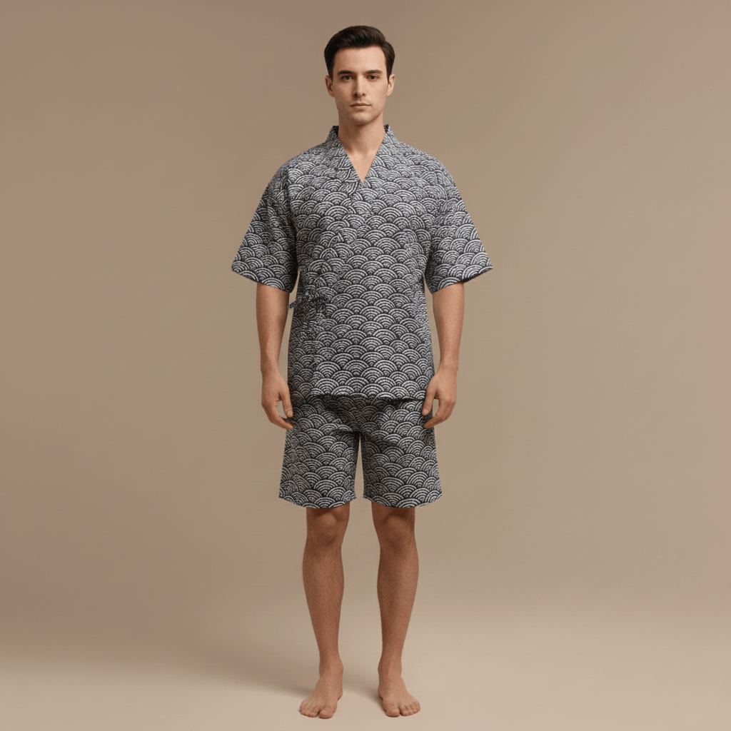 Kimono Peignoir Homme | coton léger motif japonais