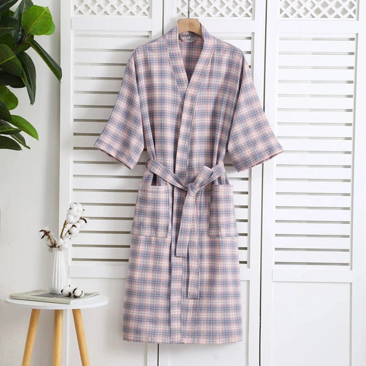 Peignoir Coton Femme à Carreaux – Confort Élégant et Style Unique