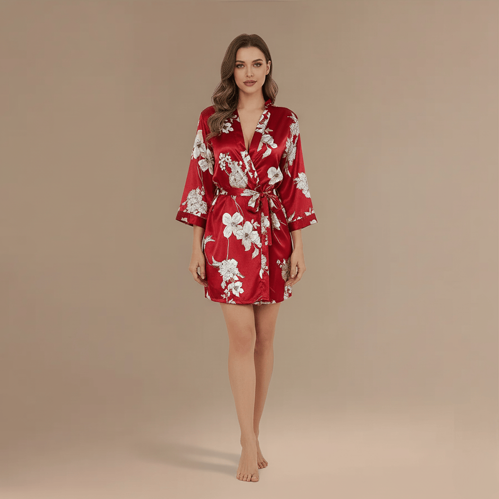 Peignoir en Satin Fleur Femme – Confort absolu et élégance révélée