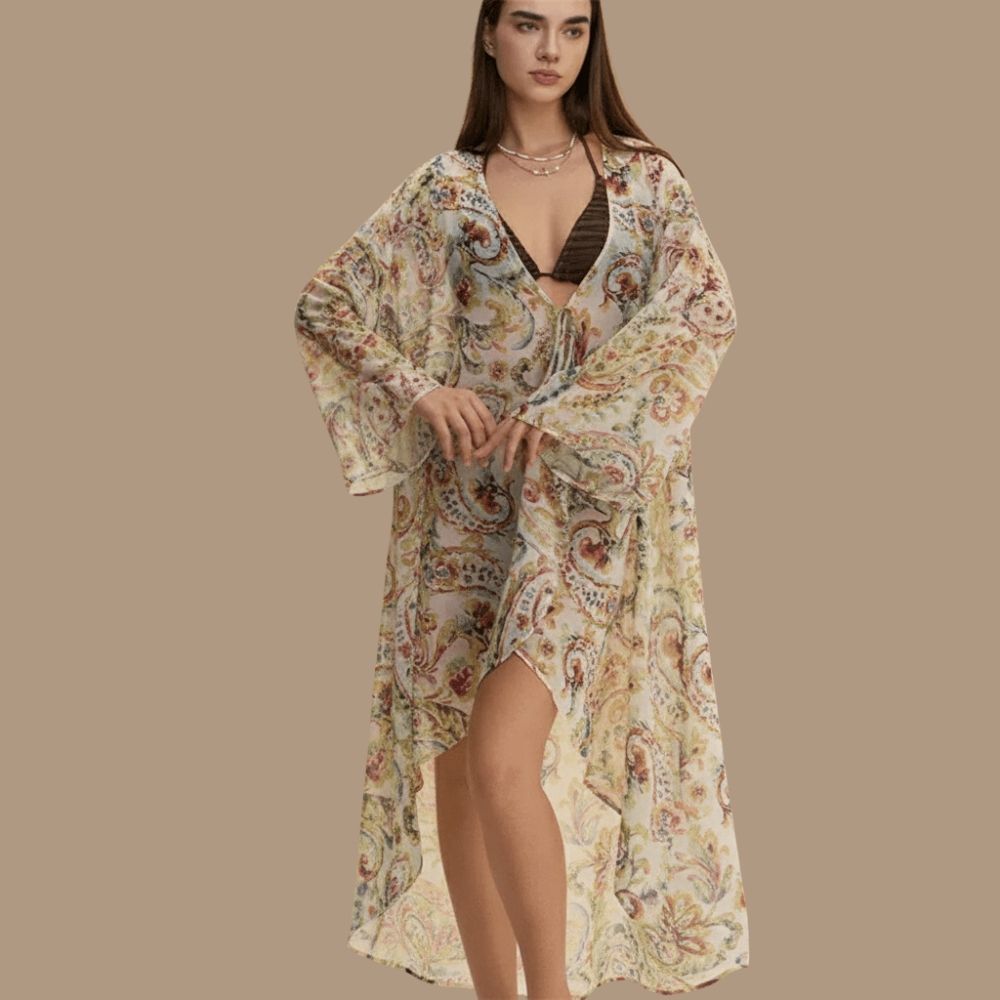 Peignoir Femme Fin Kimono Long – Chiffon léger, fluide