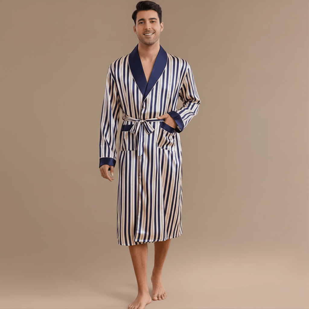 Peignoir Rayé Satin homme – Élégance et Confort Inégalés à Découvrir