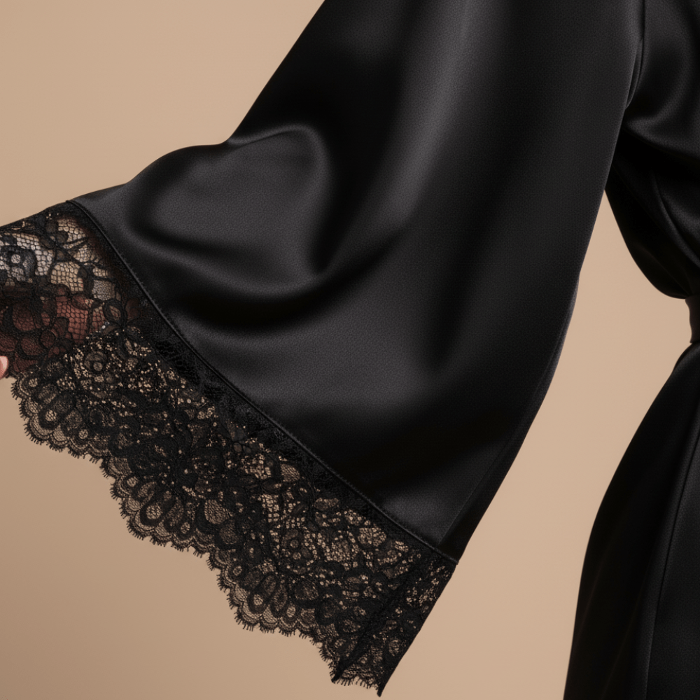 Peignoir Satin Dentelle – Élégance Sensuelle & Confort Irrésistible