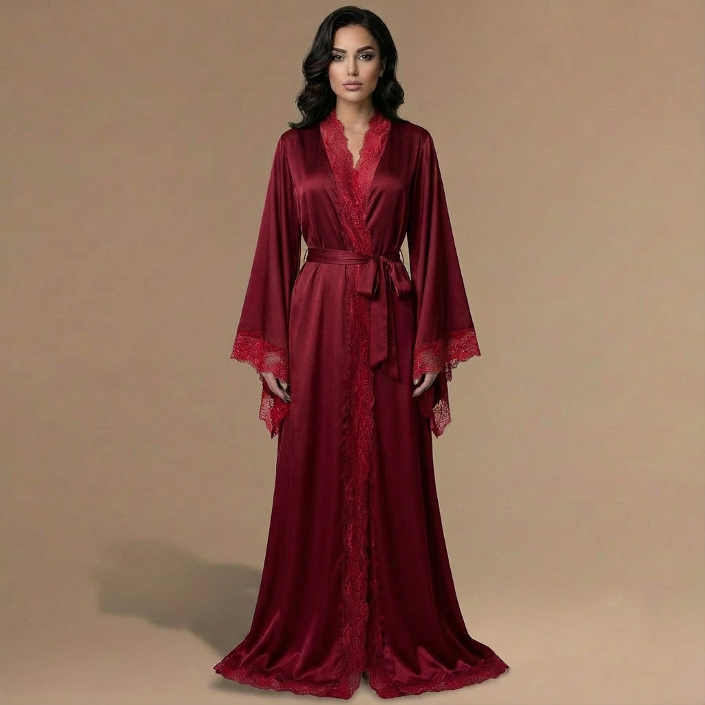 Peignoir Satin Très Long – Femme