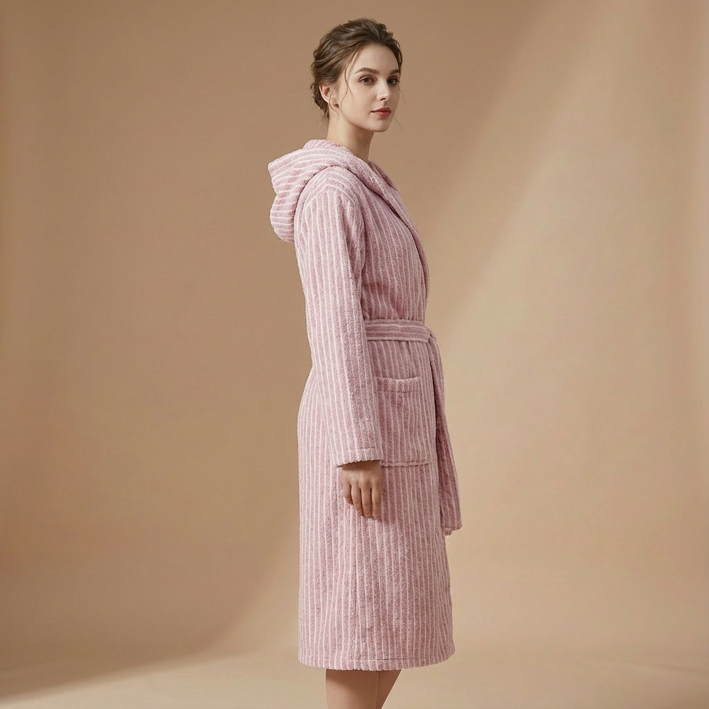 Peignoir Rayé Capuche – Unisexe