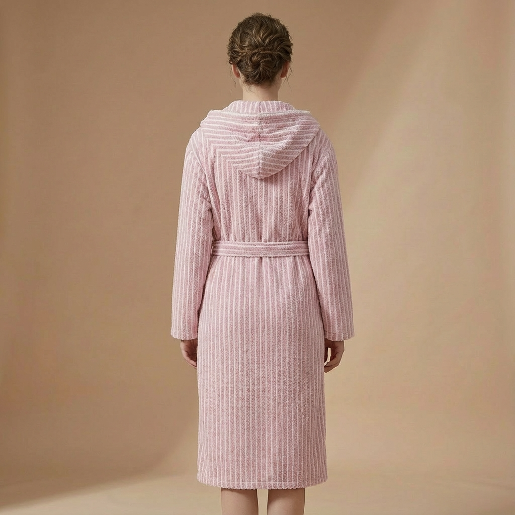 Peignoir Rayé Capuche – Unisexe