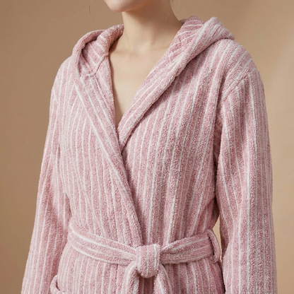 Peignoir Rayé Capuche – Unisexe