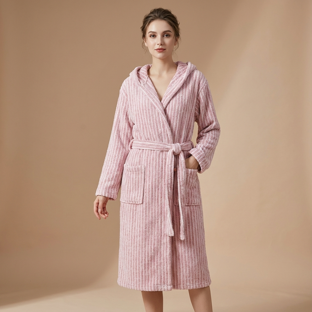 Peignoir Rayé Capuche – Unisexe