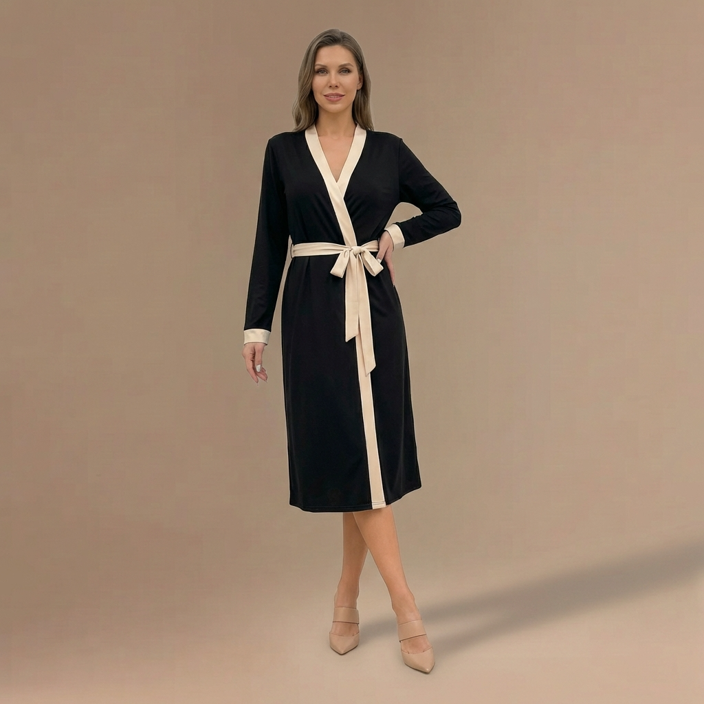 Peignoir Noir Femme Long