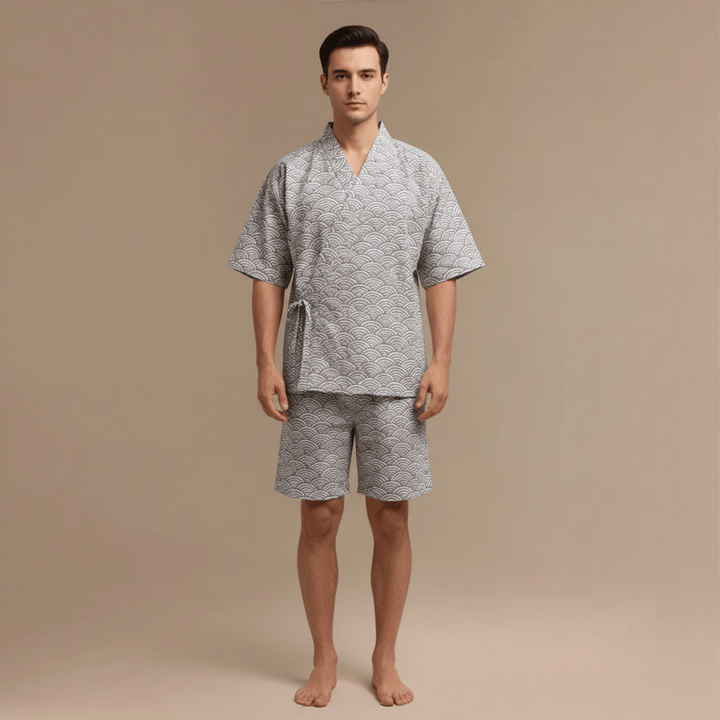 Kimono Peignoir Homme | coton léger motif japonais