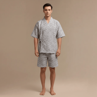 Kimono Peignoir Homme | coton léger motif japonais