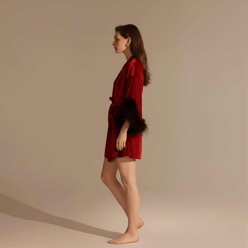 Peignoir Court Femme Velours – Confort et Élégance Sublimes