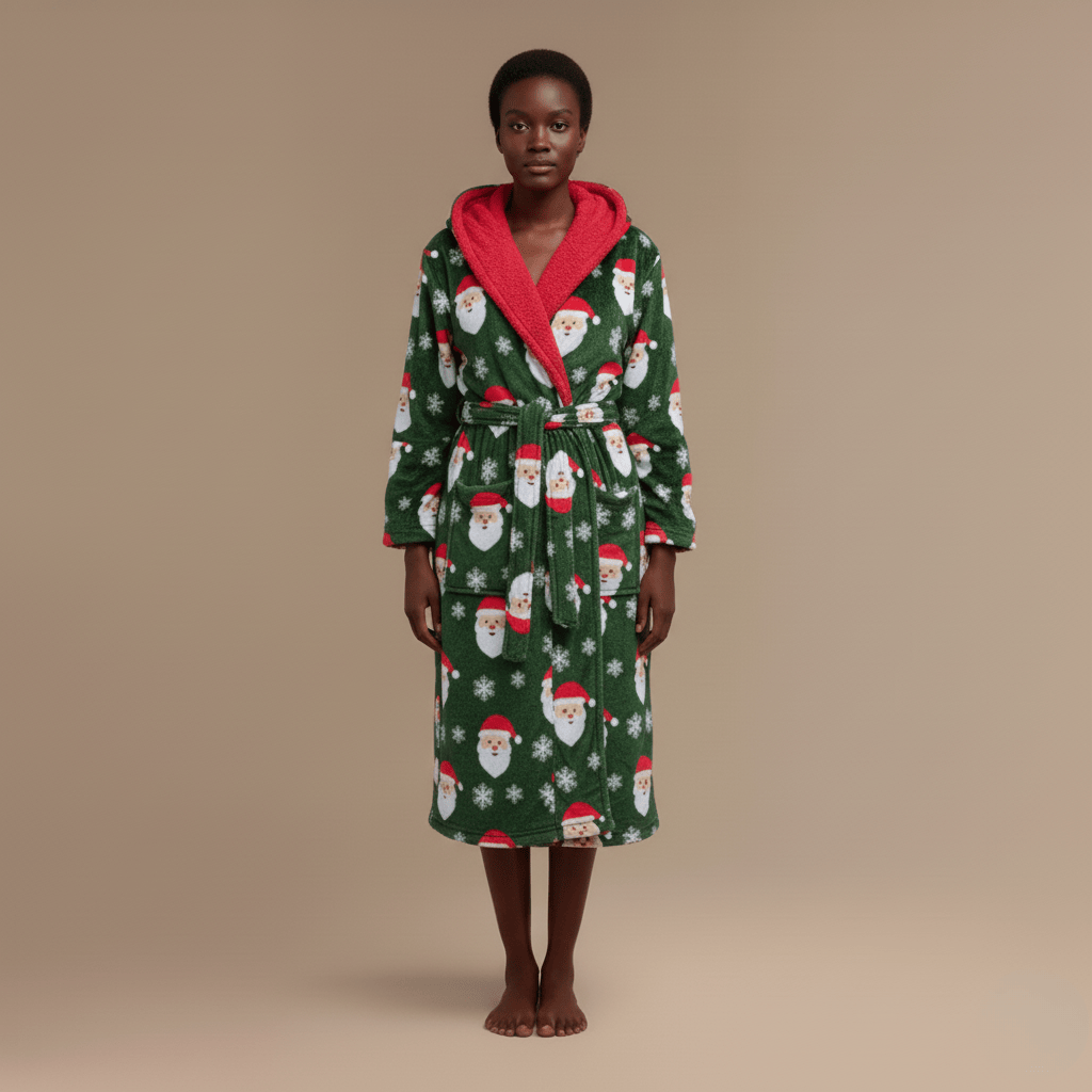 Peignoir de Noël Femme - Polaire épaisse & chaleur festive !