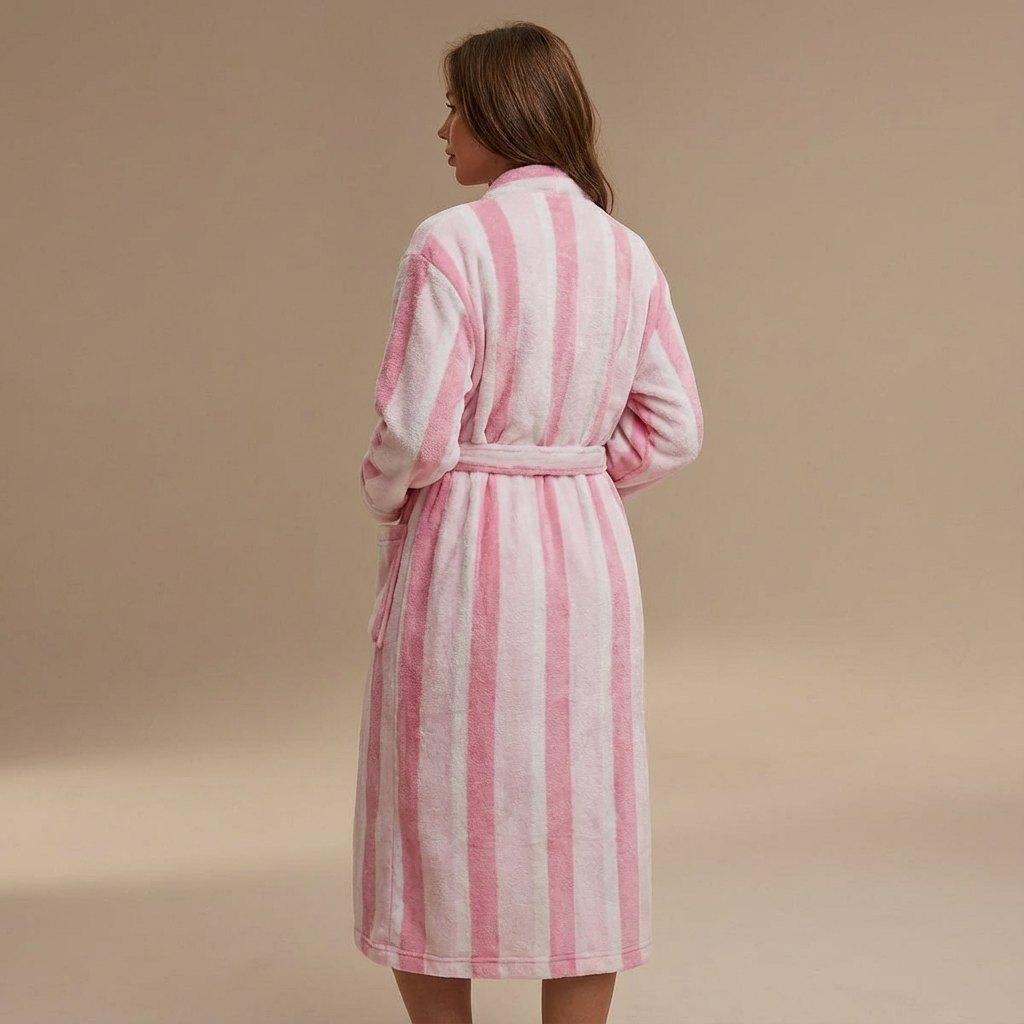 Peignoir Éponge Rose Rayé