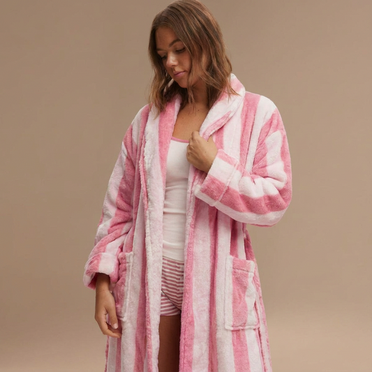 Peignoir Éponge Rose Rayé