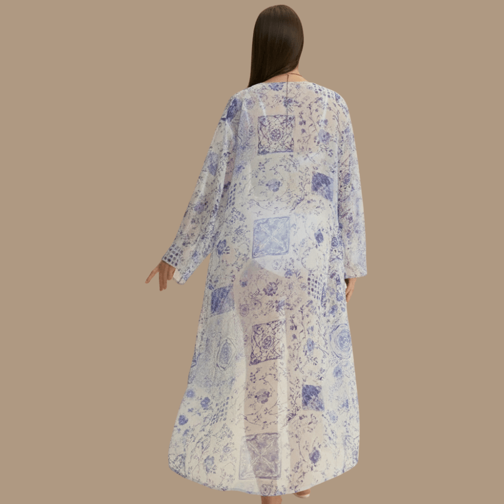 Peignoir Femme Fin Kimono Long – Chiffon léger, fluide