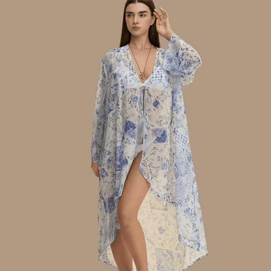 Peignoir Femme Fin Kimono Long – Chiffon léger, fluide