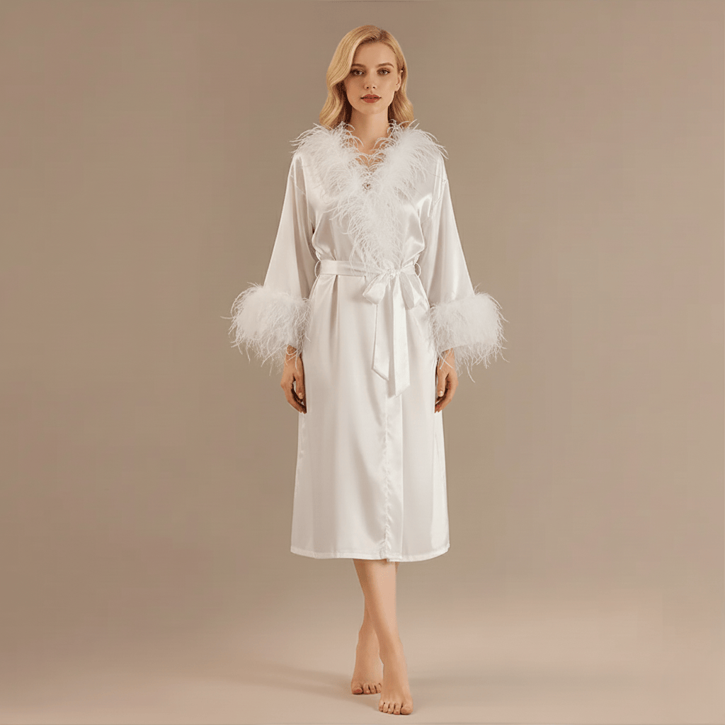 Peignoir Femme Plume | satin taffetas chic