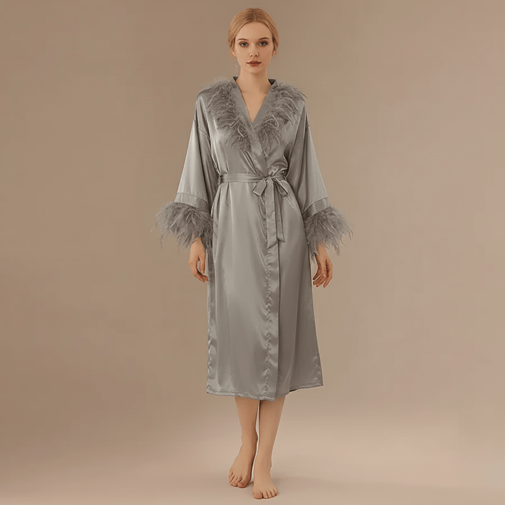 Peignoir Femme Plume | satin taffetas chic