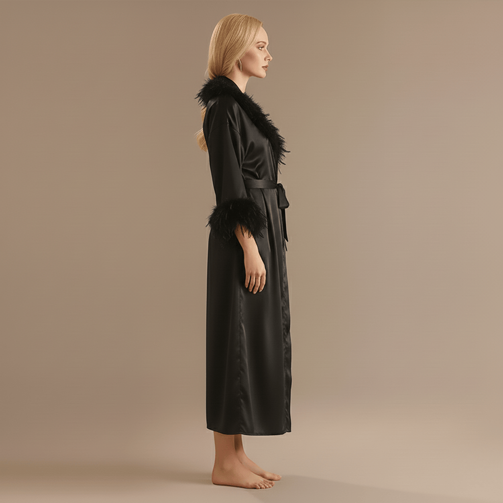 Peignoir Femme Plume | satin taffetas chic