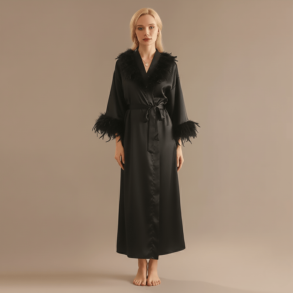 Peignoir Femme Plume | satin taffetas chic