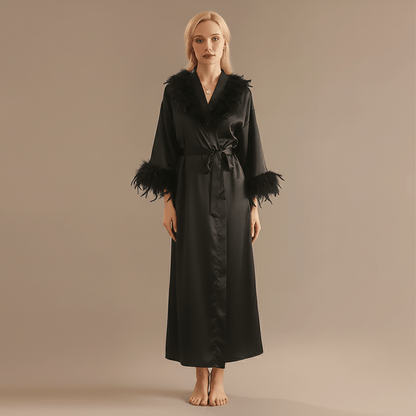 Peignoir Femme Plume | satin taffetas chic