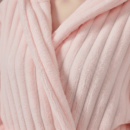 Peignoir Femme Rayures | douceur flanelle à capuche