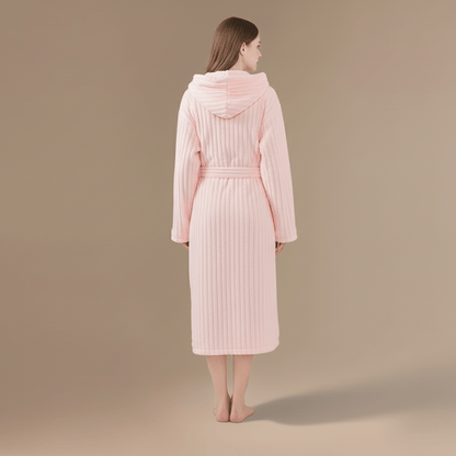 Peignoir Femme Rayures | douceur flanelle à capuche