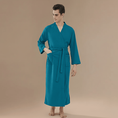 Peignoir Homme Coton Gaufre – Maille gaufrée, poches