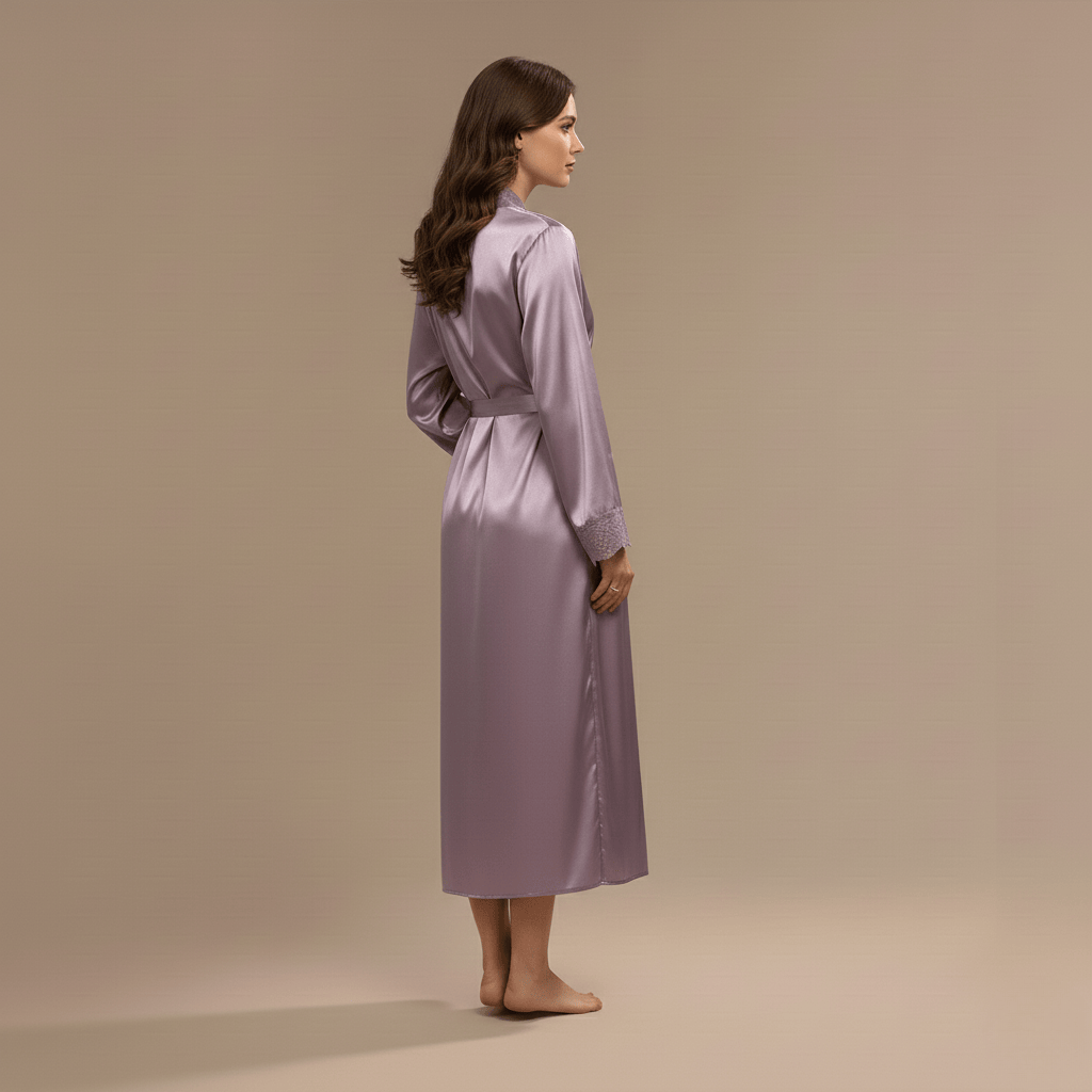 Peignoir Kimono Femme en Satin Dentelle – douceur chic maison
