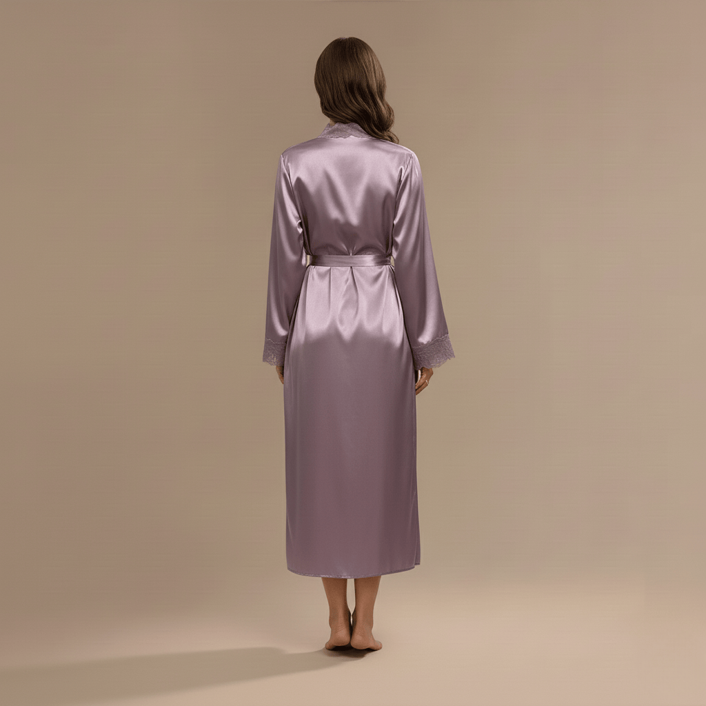 Peignoir Kimono Femme en Satin Dentelle – douceur chic maison