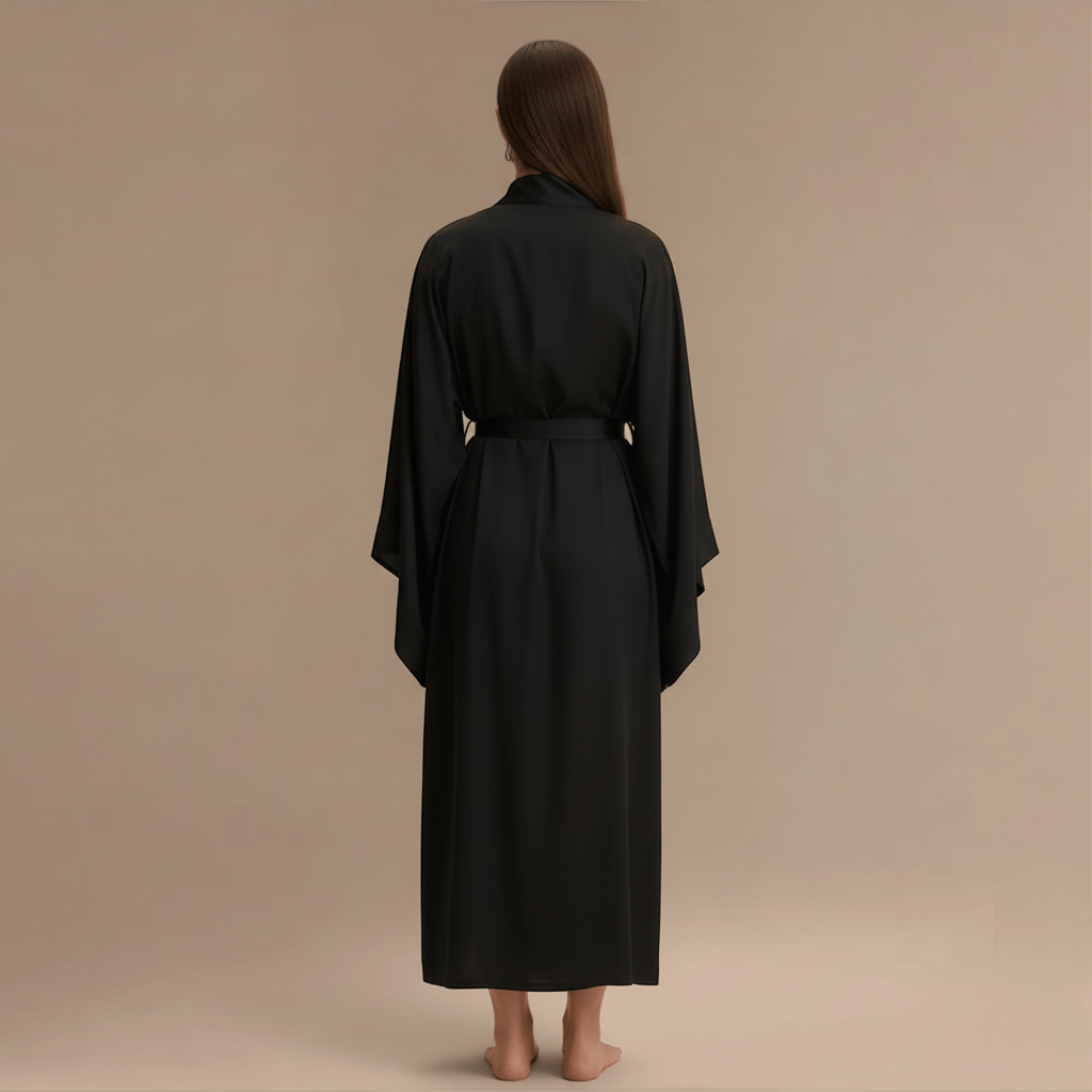 Peignoir Kimono Femme Long – Satin imprimé, confort élégant