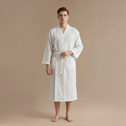 Peignoir Kimono Homme Coton – Léger rayé pour l’été