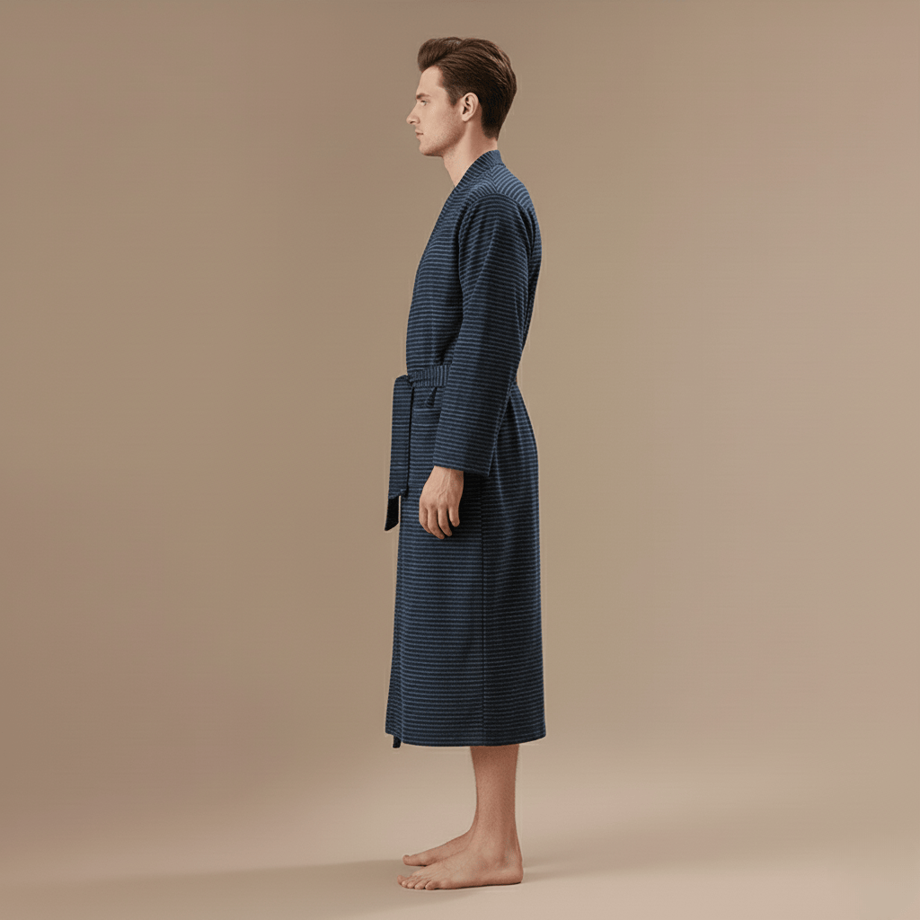 Peignoir Kimono Homme Coton – Léger rayé pour l’été