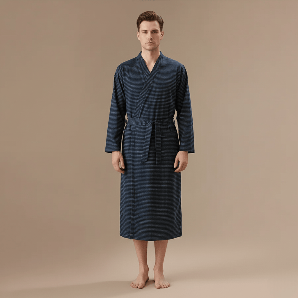 Peignoir Kimono Homme Coton – Léger rayé pour l’été