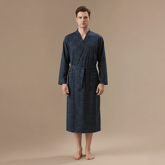 Peignoir Kimono Homme Coton – Léger rayé pour l’été