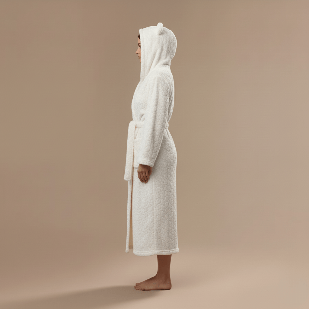 Peignoir Ours Femme – Velours côtelé, confort unique.